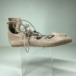 Gianni Taupe Leather Flat Lace Up Shoes